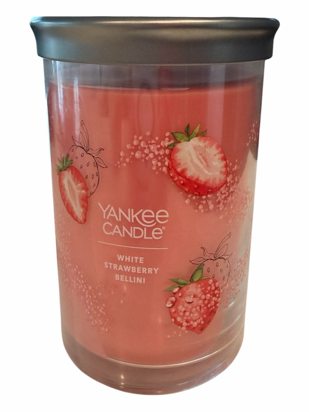 Yankee Candle Pink White Strawberry Bellini Jar Candle